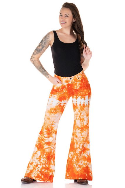 Comycom Schlaghose Damen Batik orange weiss günstig online kaufen