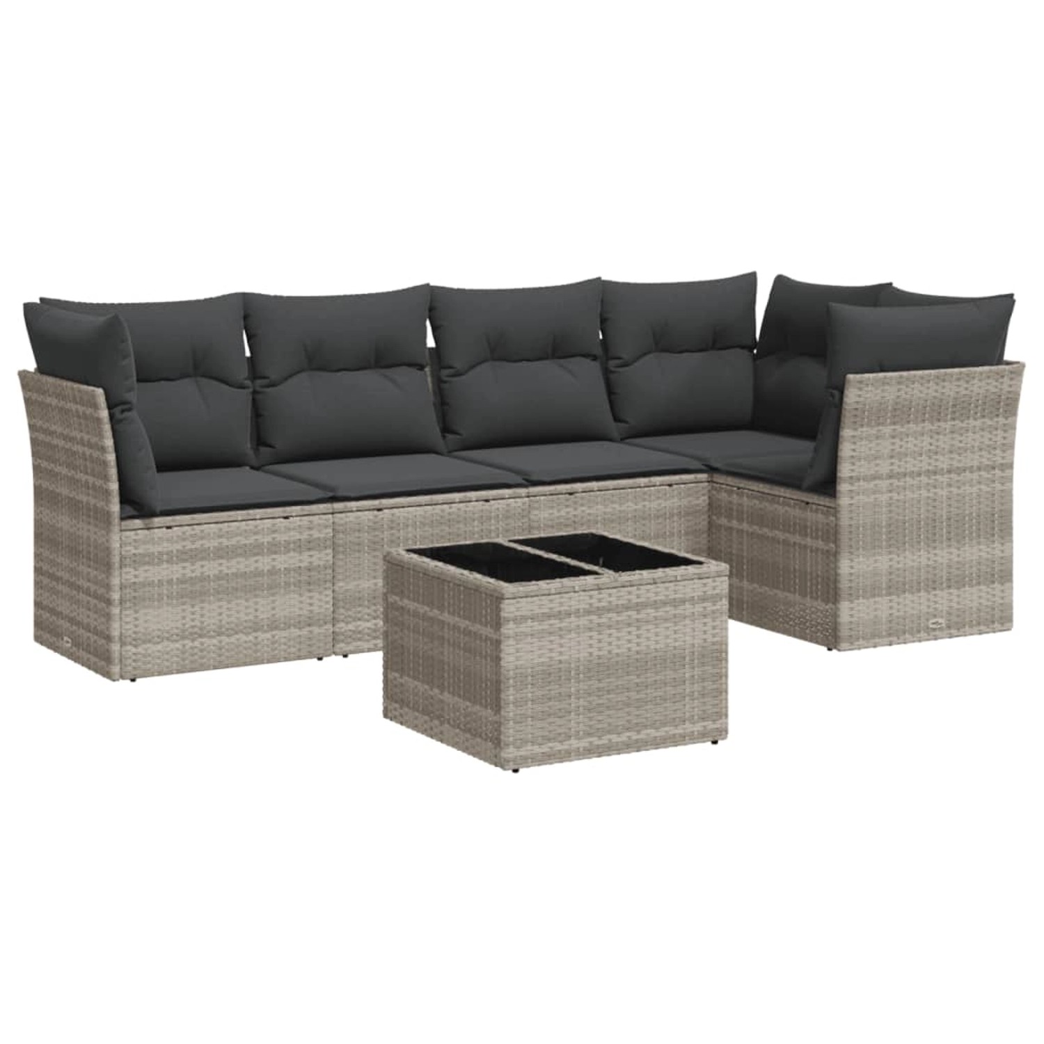 vidaXL 6-Tlg Garten-Sofagarnitur mit Kissen Hellgrau Poly Rattan 3217612 günstig online kaufen