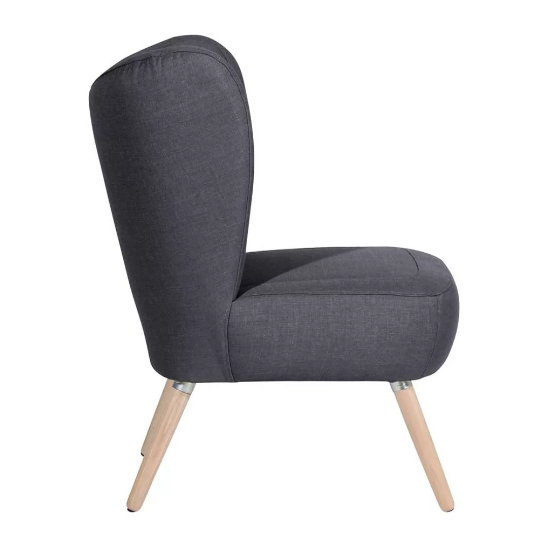 Wohnzimmer Sessel Retro in Anthrazit aus Flachgewebe Made in Germany günstig online kaufen