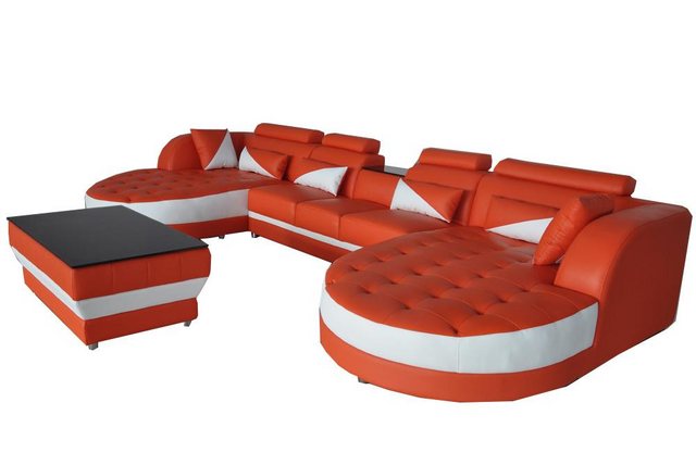 Xlmoebel Sofa Moderne Design-Wohnlandschaft aus Leder in U-Form mit Ecksofa günstig online kaufen