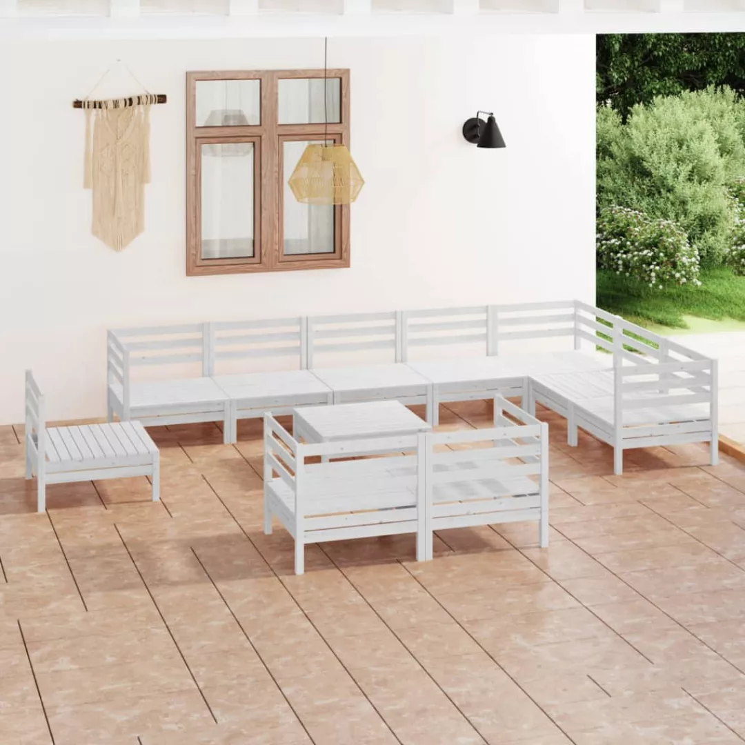 11-tlg. Garten-lounge-set Massivholz Kiefer Weiß günstig online kaufen