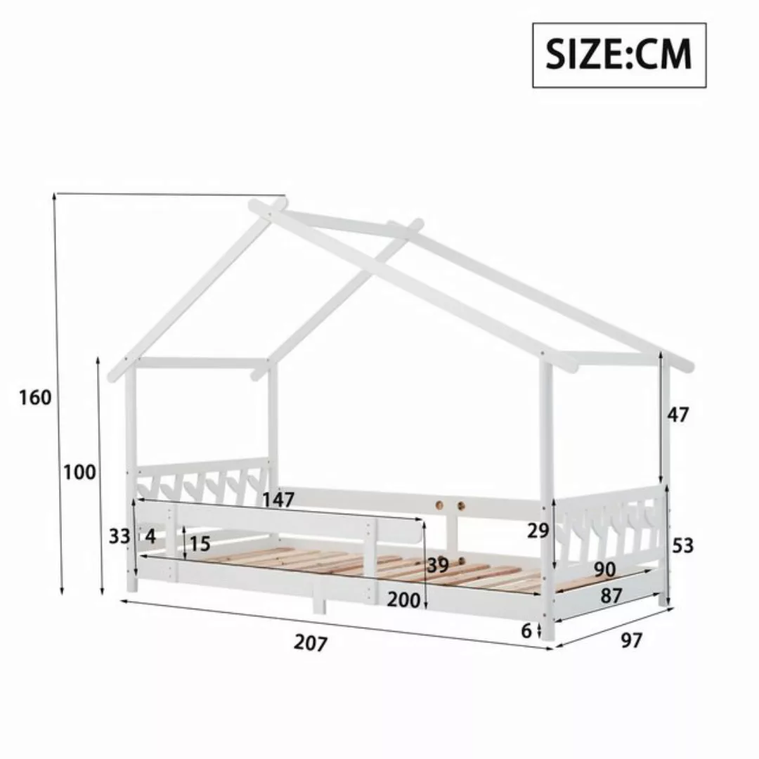 TavilaEcon Kinderbett Hausbett Jugendbett Holzbett mit Gitter und Lattenros günstig online kaufen