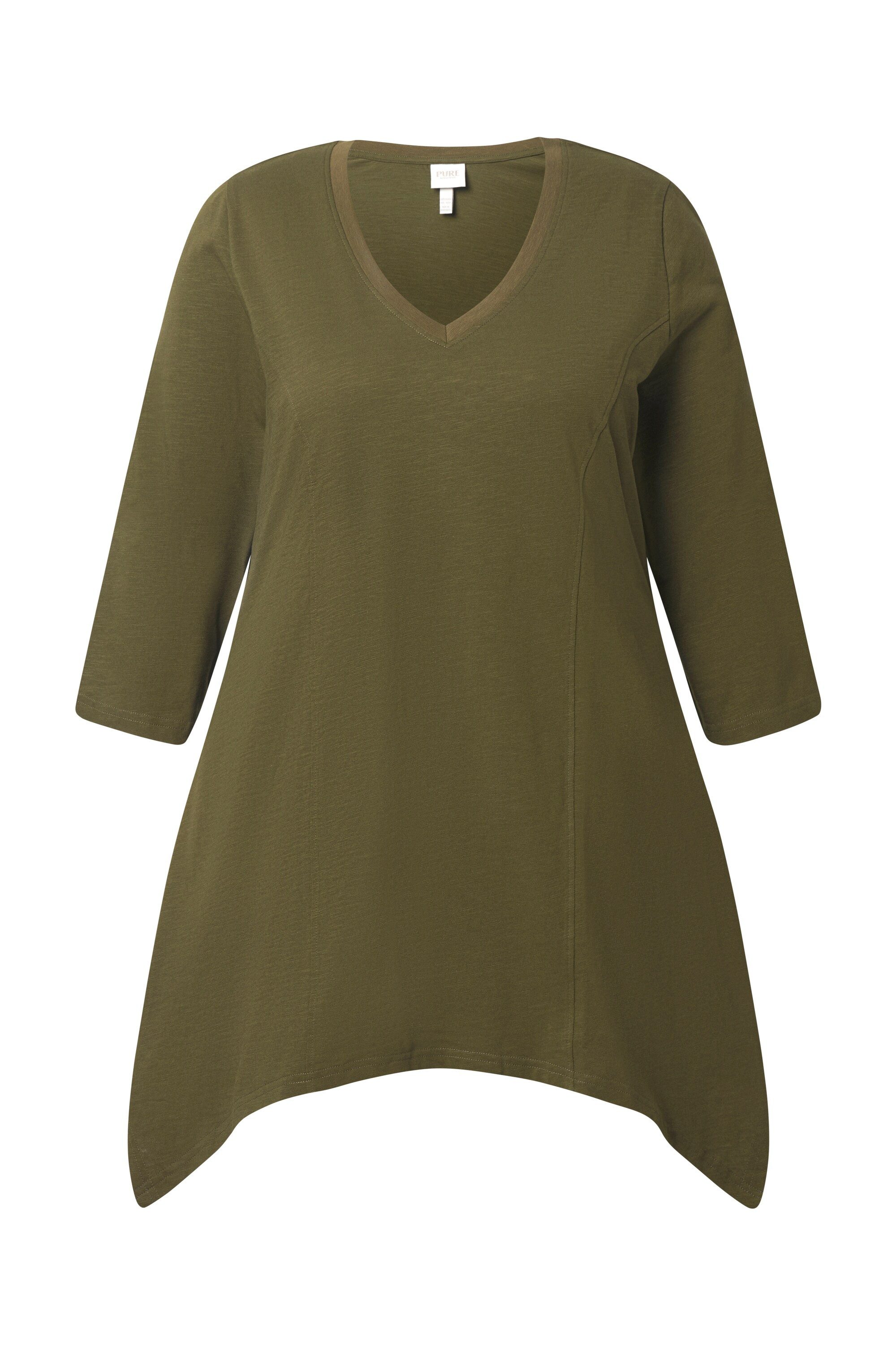 Ulla Popken T-Shirt Shirt Zipfelsaum V-Ausschnitt günstig online kaufen
