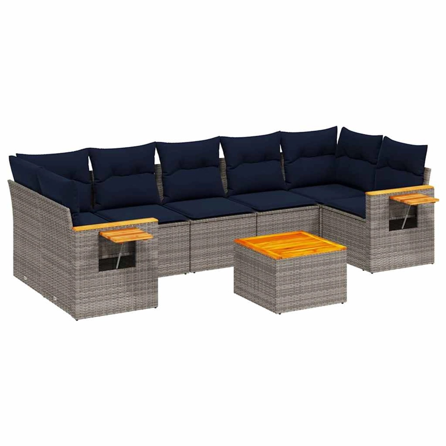 vidaXL 8-Tlg Garten-Sofagarnitur mit Kissen Grau Poly Rattan 3226656 günstig online kaufen