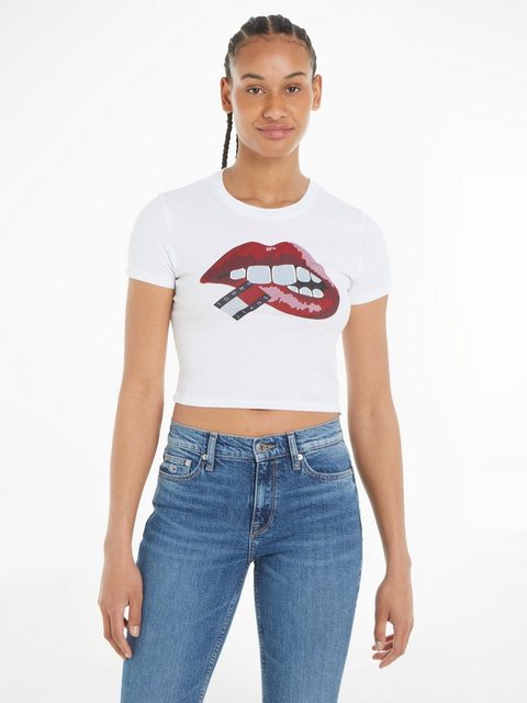 Tommy Jeans T-Shirt TJW SLIM CRP WASHED TJ LIPS TEE mit Frontprint günstig online kaufen