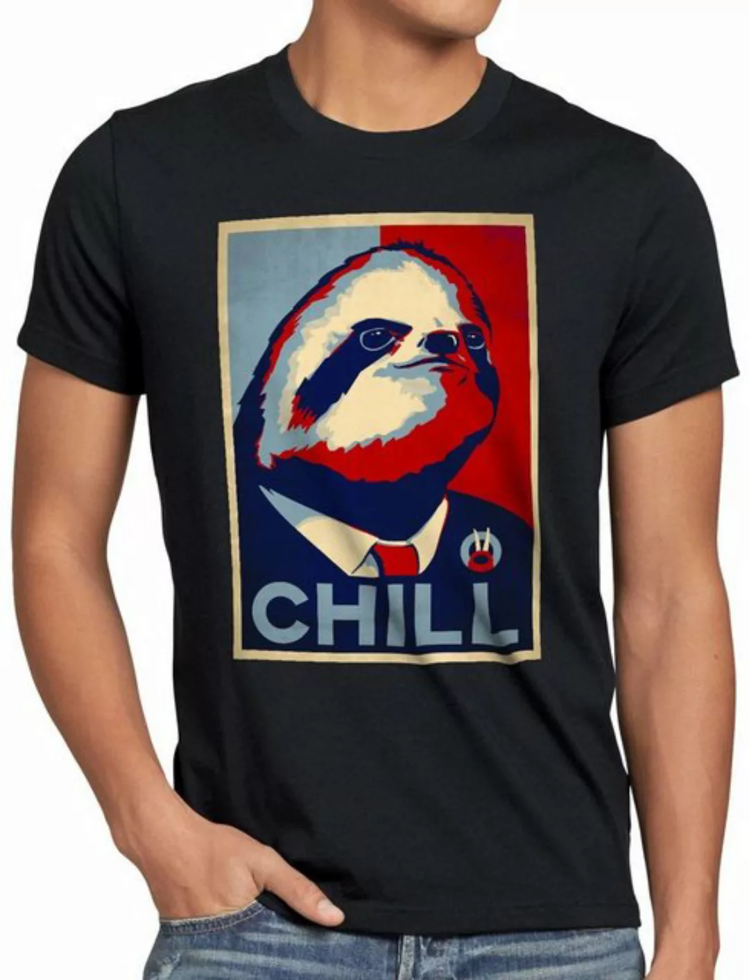 style3 Print-Shirt Herren T-Shirt CHILL lässig faultier kampagne günstig online kaufen