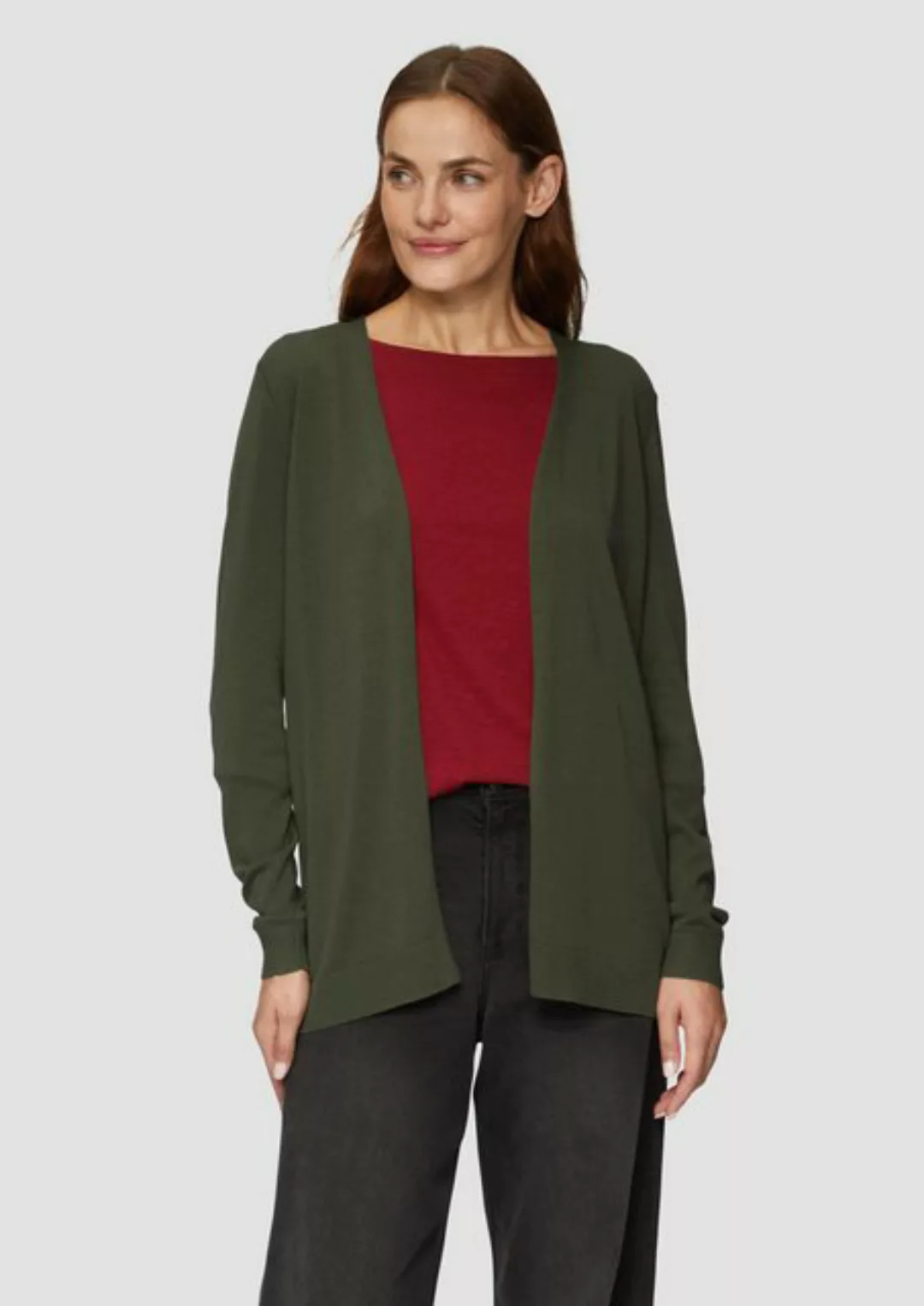 s.Oliver Strickjacke Cardigan aus Viskose-Baumwollmix Rippblende günstig online kaufen