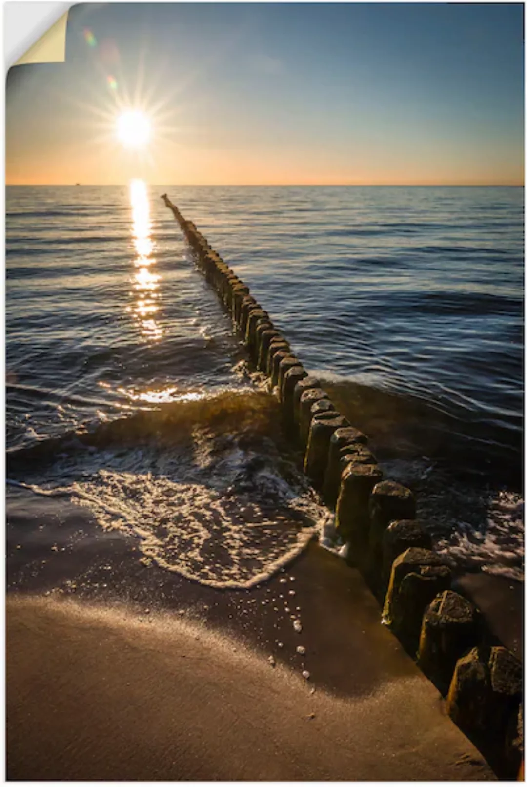 Artland Wandfolie »Buhnen und Sonnenuntergang Ostsee«, Küstenbilder, (1 St. günstig online kaufen