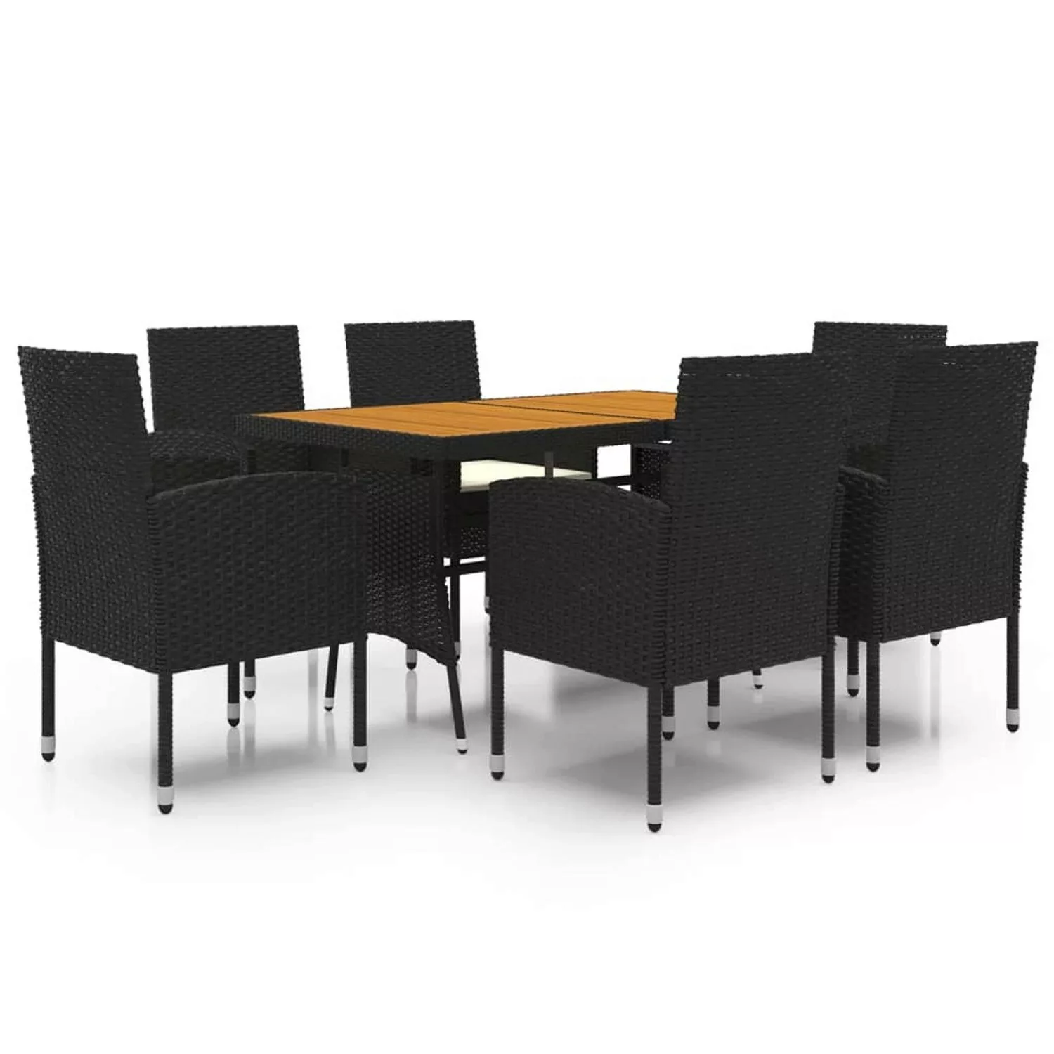 vidaXL 7-tlg Garten-Essgruppe Poly Rattan Schwarz Modell 47 günstig online kaufen