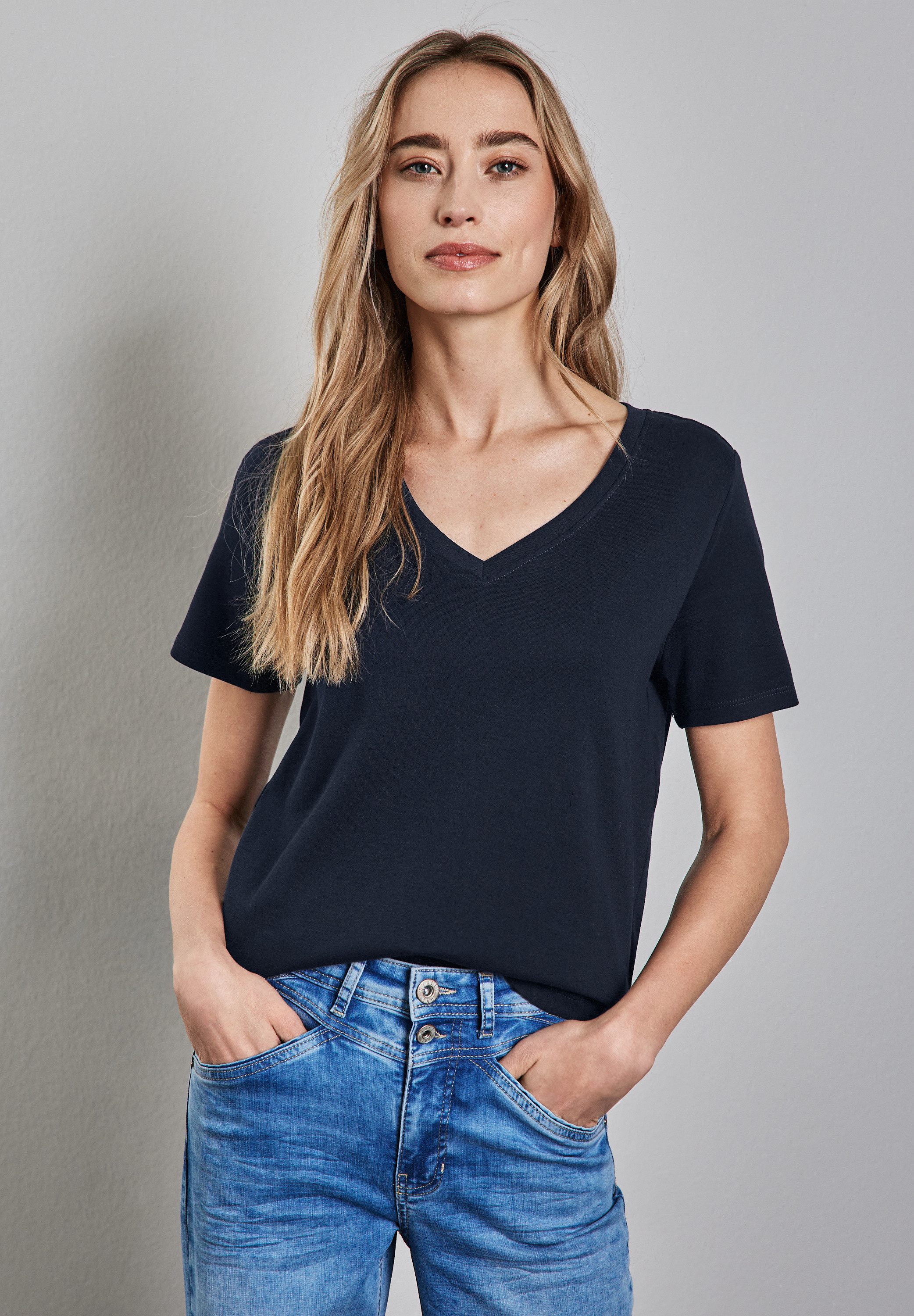 STREET ONE V-Shirt, aus reiner Baumwolle günstig online kaufen
