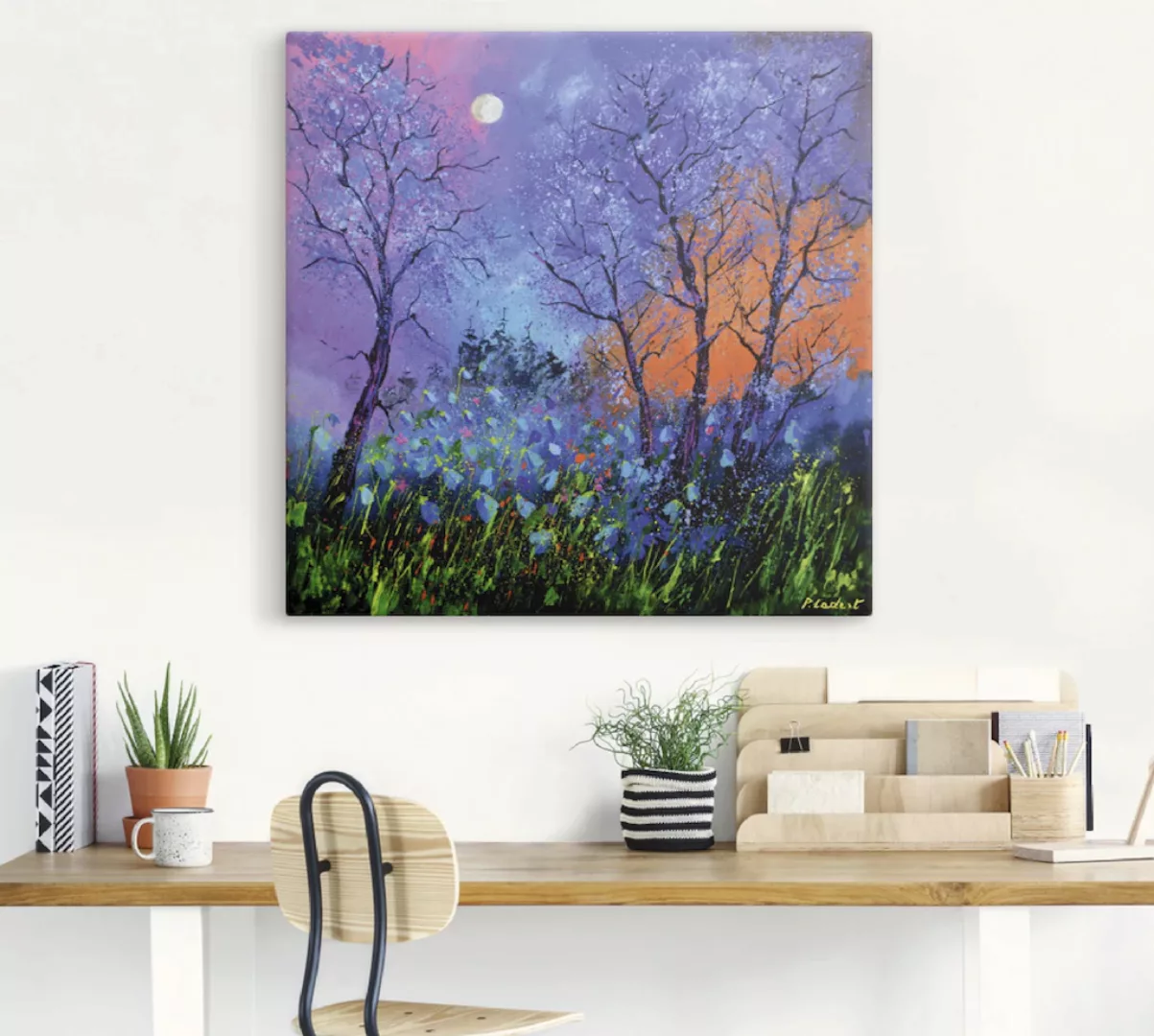Artland Leinwandbild "Mohnblumen im Blau", Blumen, (1 St.) günstig online kaufen