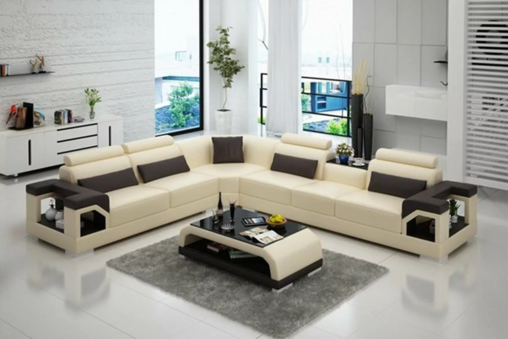 JVmoebel Ecksofa, Moderne Ledersofa Couch Polster Eckgarnitur Ecksofas Sofa günstig online kaufen