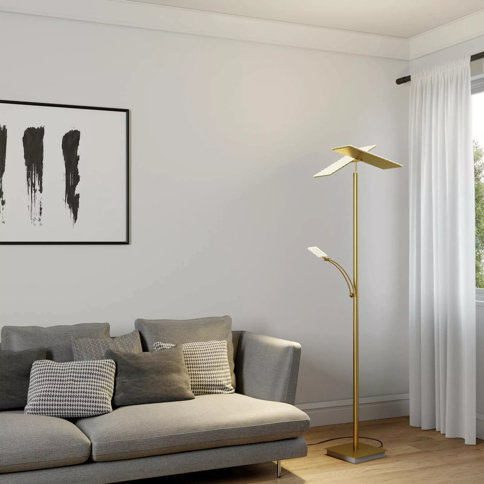 Lucande LED-Deckenfluter Parthena, messing günstig online kaufen