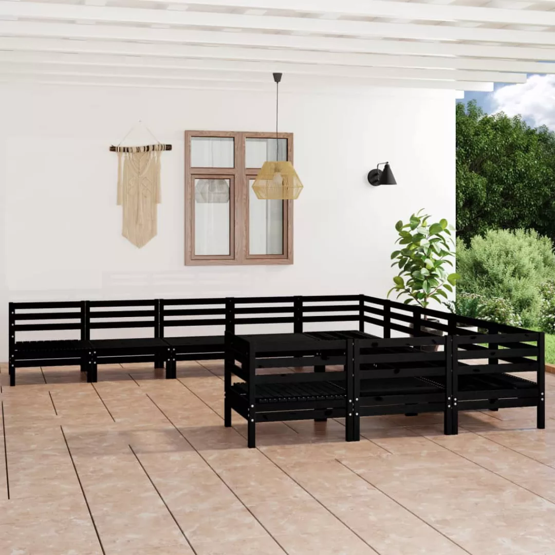 11-tlg. Garten-lounge-set Schwarz Massivholz Kiefer günstig online kaufen