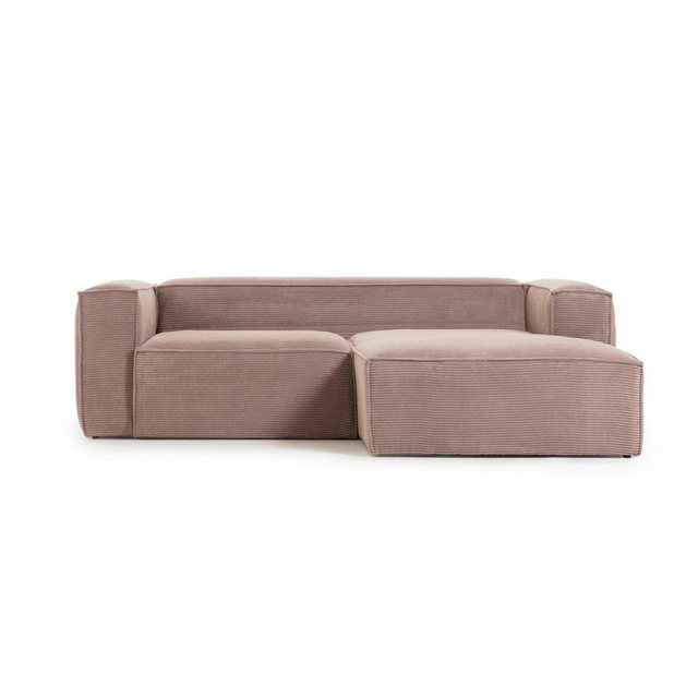 Natur24 Sofa Sofa Blok 2-Sitzer mit Longchair rechts rosa 240cm Couch günstig online kaufen