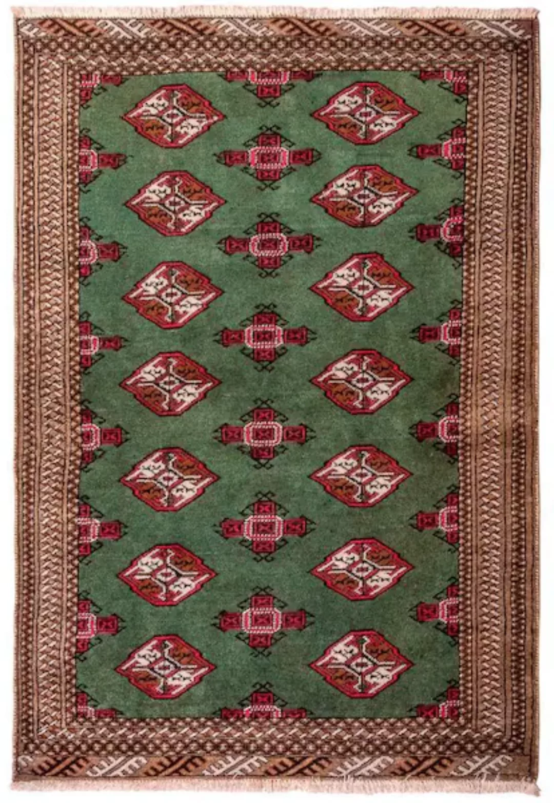 morgenland Wollteppich »Turkaman Teppich handgeknüpft grün«, rechteckig günstig online kaufen