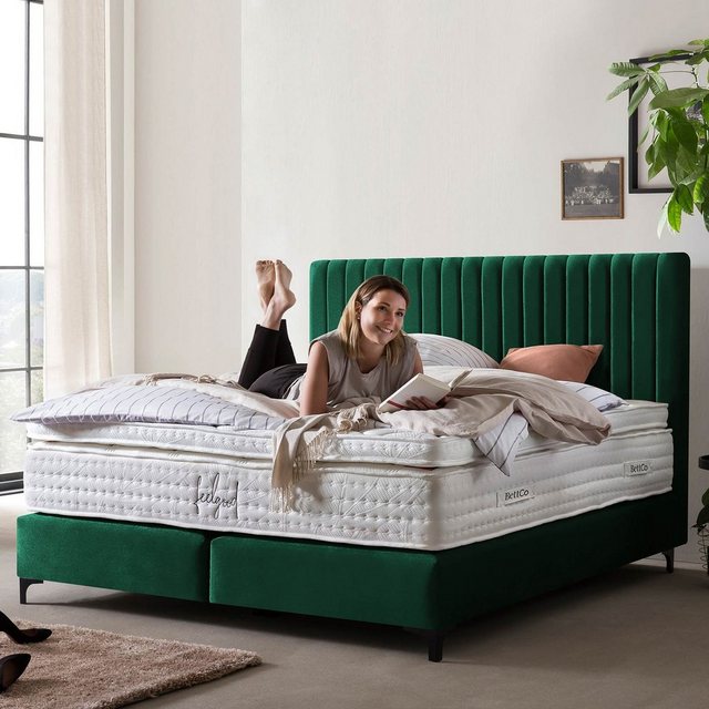 BettCo Boxspringbett Paris (in Smaragd Samt, 200 x 200 cm), Pfeifensteppung günstig online kaufen