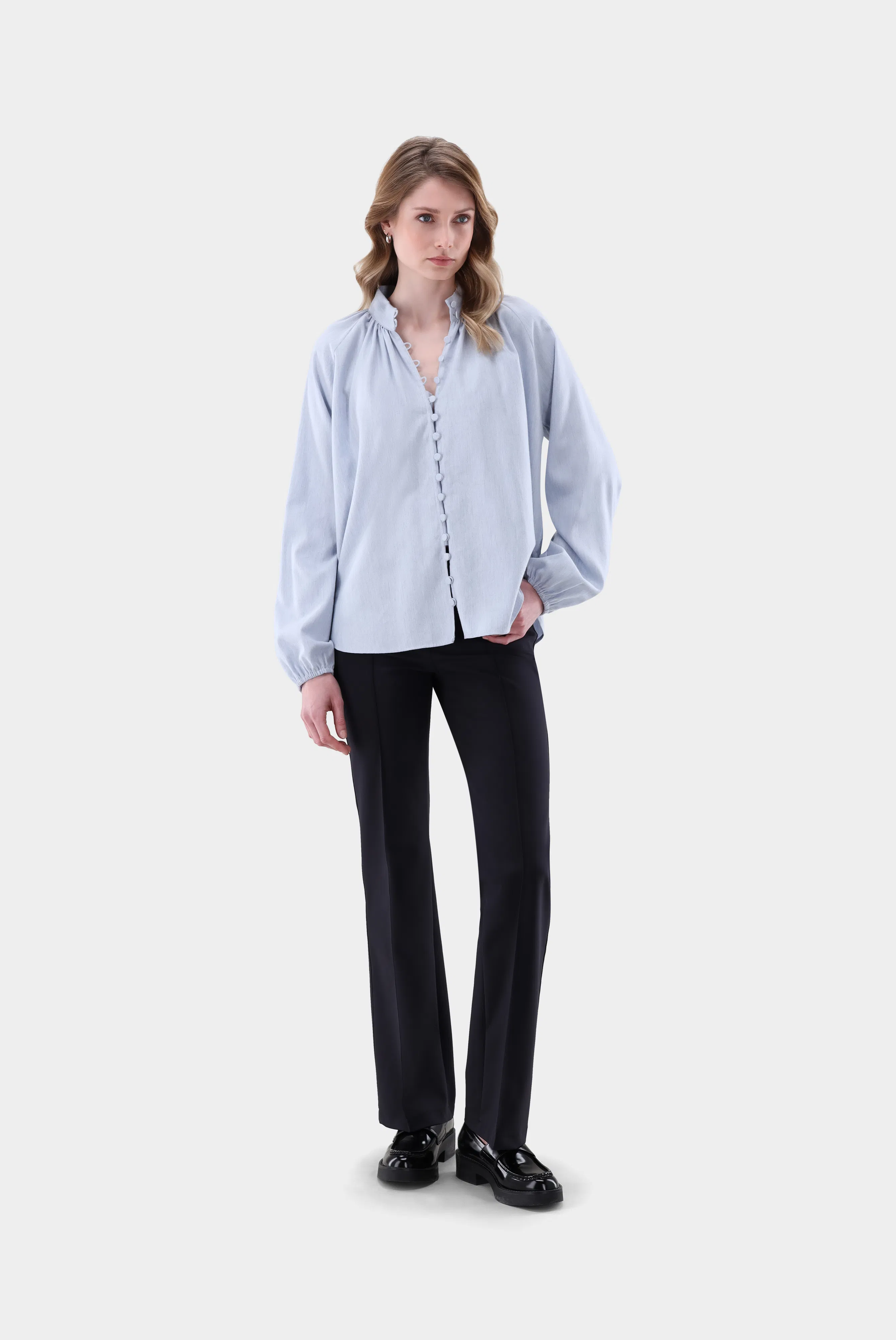 Flanellbluse mit Stehkragen günstig online kaufen