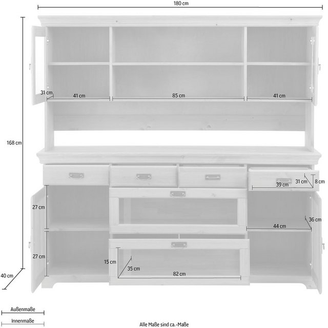 Home affaire Buffet "Ruegen", zertifiziertes Massivholz, im Landhausstil günstig online kaufen