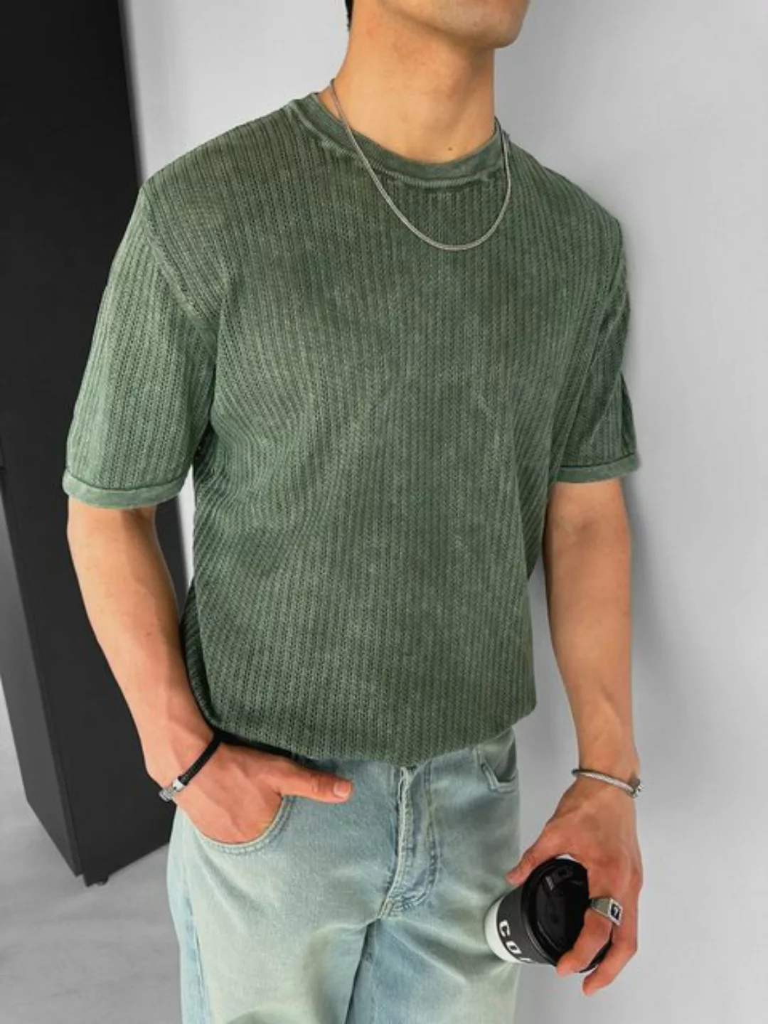 Abluka T-Shirt OVERSIZE KNIT WASHED EFFECT T-SHIRT günstig online kaufen