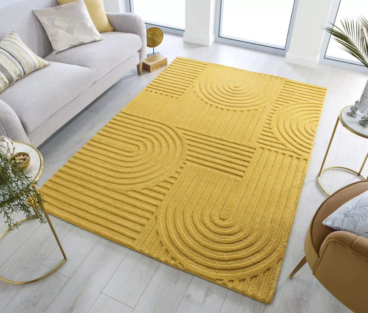 FLAIR RUGS Wollteppich »Zen Garden«, 10 mm Höhe, 100% Wolle, Hoch-Tief-Effe günstig online kaufen