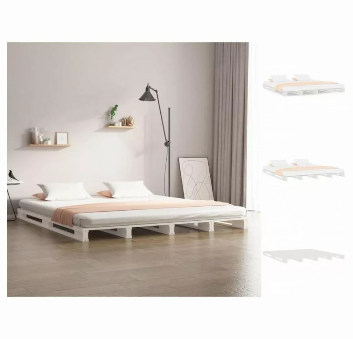 vidaXL Bettgestell Massivholzbett Weiß 160x200 cm Kiefer Bett Bettrahmen Be günstig online kaufen