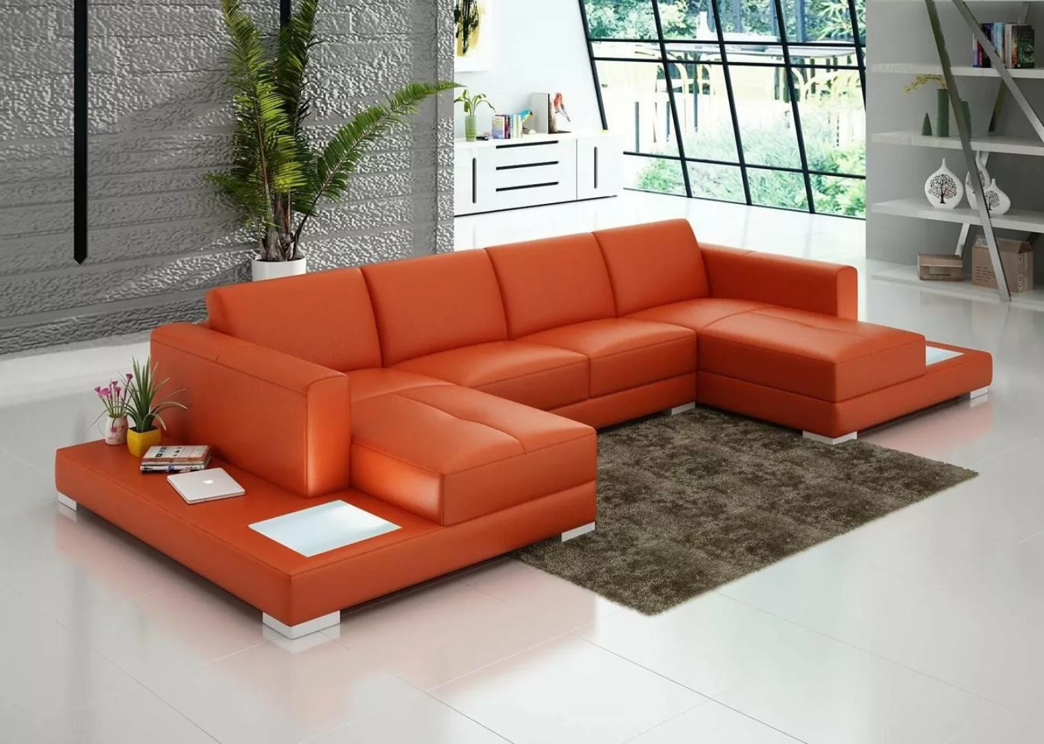 Xlmoebel Ecksofa Wohnlandschaft Ecksofa Leder Sofa Garnitur Design Couch U- günstig online kaufen