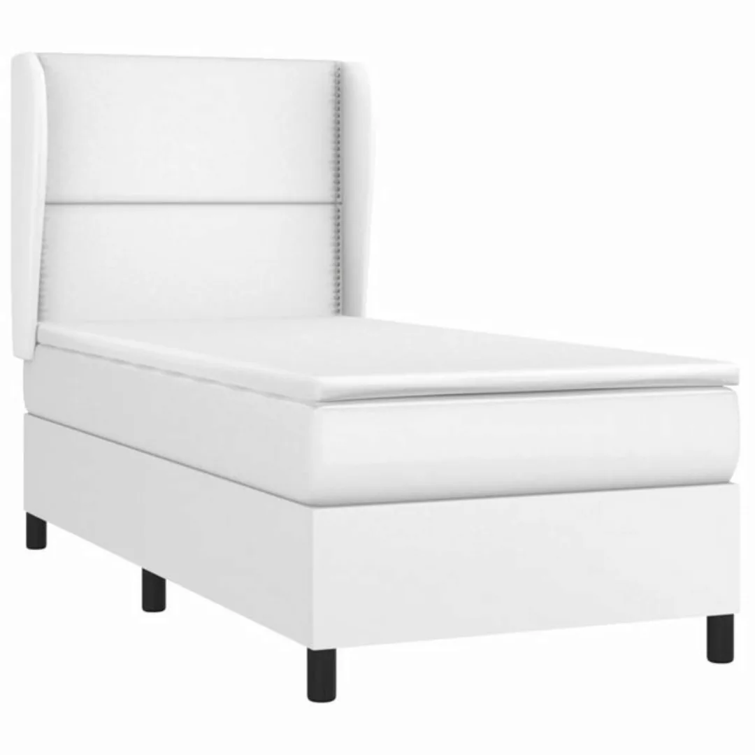 vidaXL Bett Boxspringbett mit Matratze Weiß 80x200 cm Kunstleder günstig online kaufen