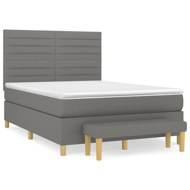 vidaXL Boxspringbett Boxspringbett mit Matratze Dunkelgrau 140x190 cm Stoff günstig online kaufen