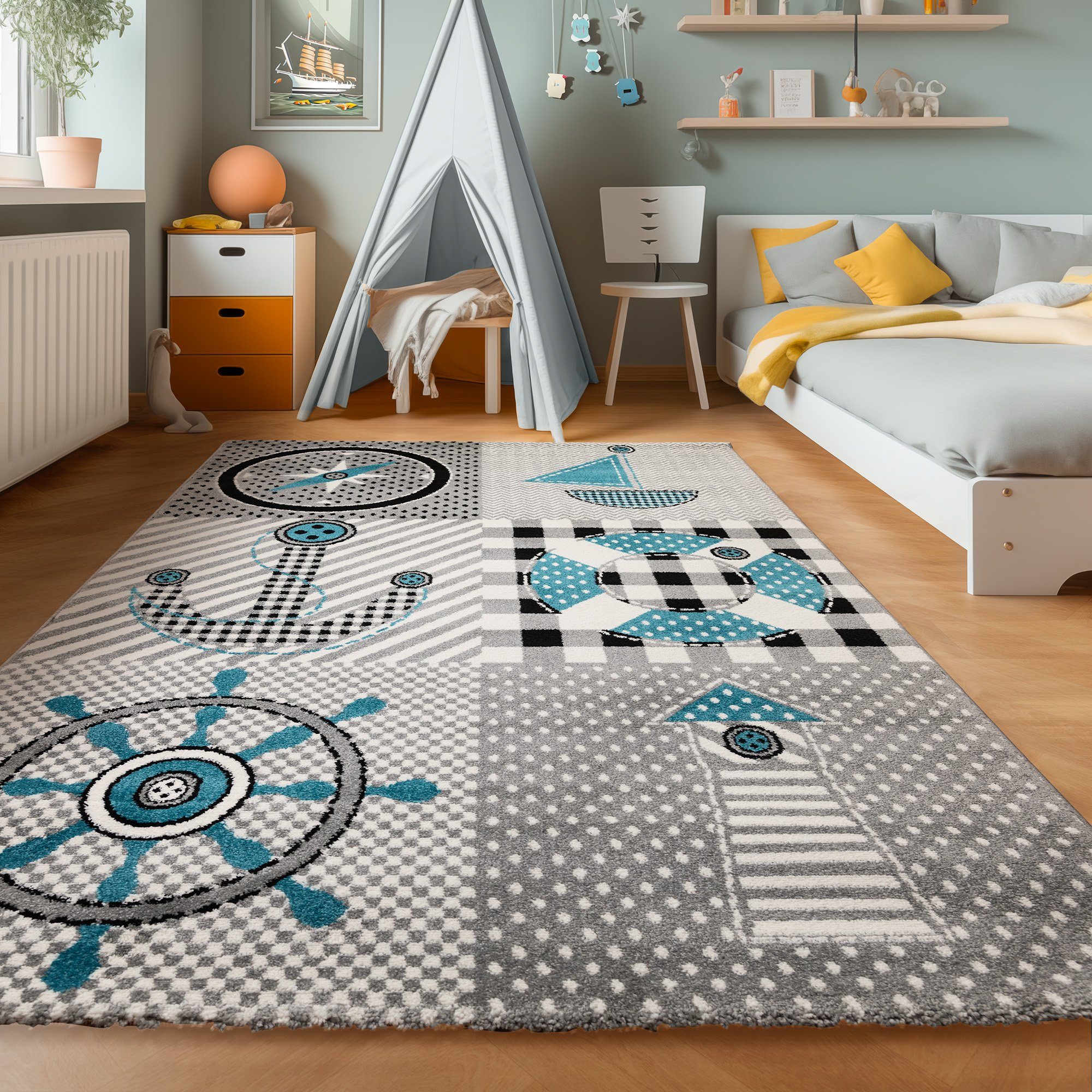 SIMPEX24 Teppich Piraten Design, Rund, Höhe: günstig online kaufen
