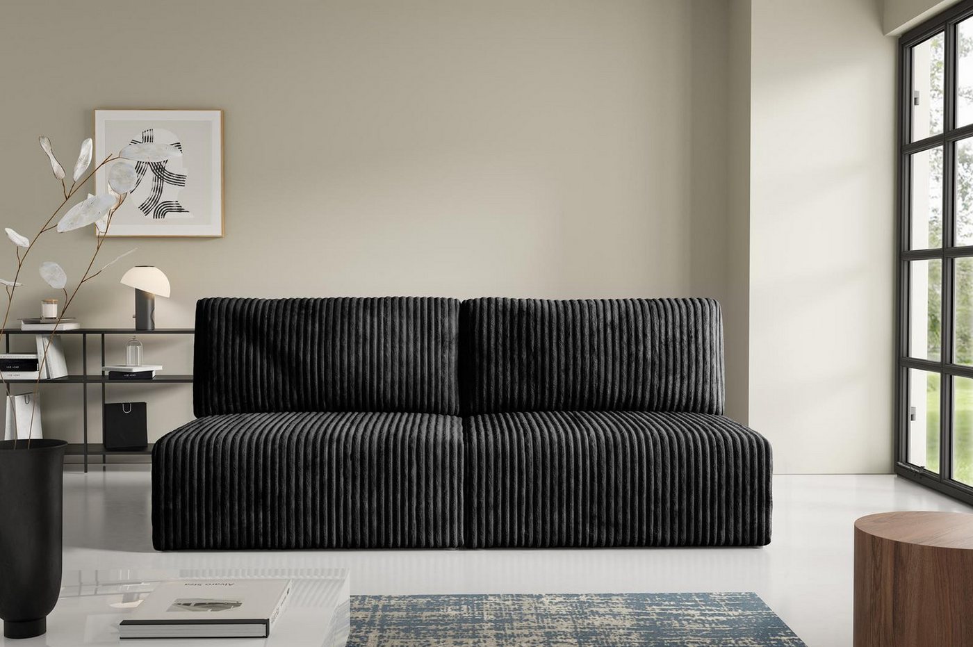 Compleo Schlafsofa klein, Cordsofa ohne Armlehnen, zweisitzer SAMBA, Design günstig online kaufen