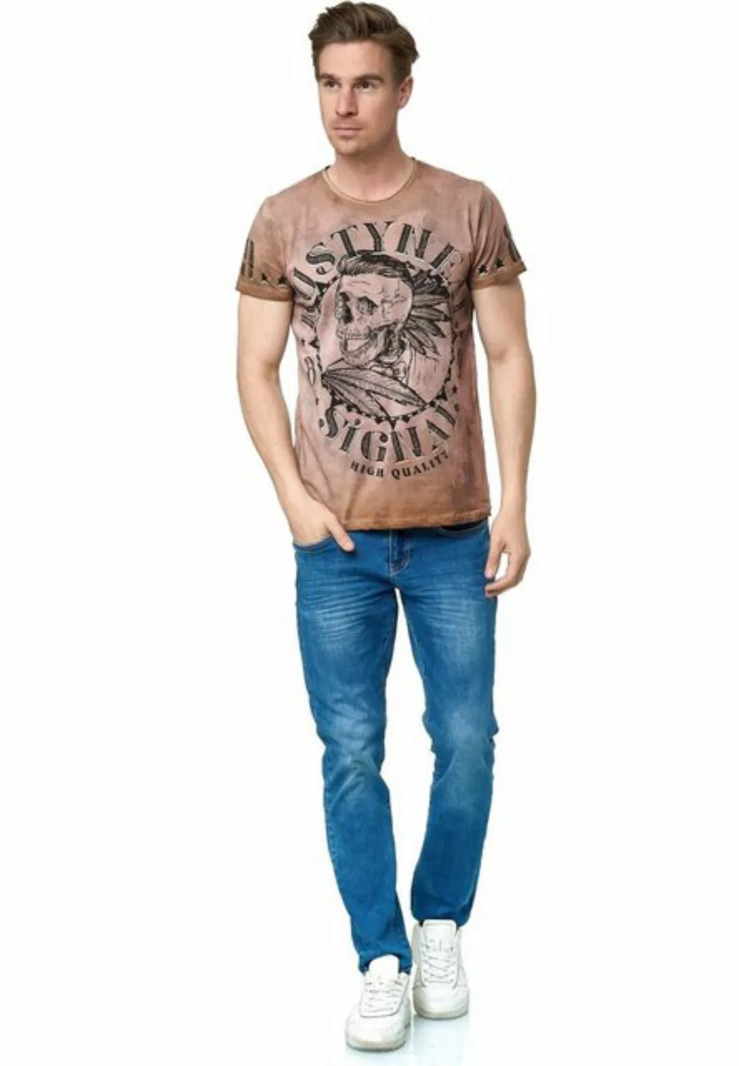 Rusty Neal T-Shirt mit stylischem Totenkopf-Print günstig online kaufen