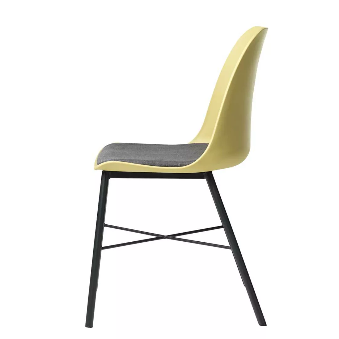 Esstisch Stühle in Gelb und Schwarz Kunststoff und Metall (2er Set) günstig online kaufen