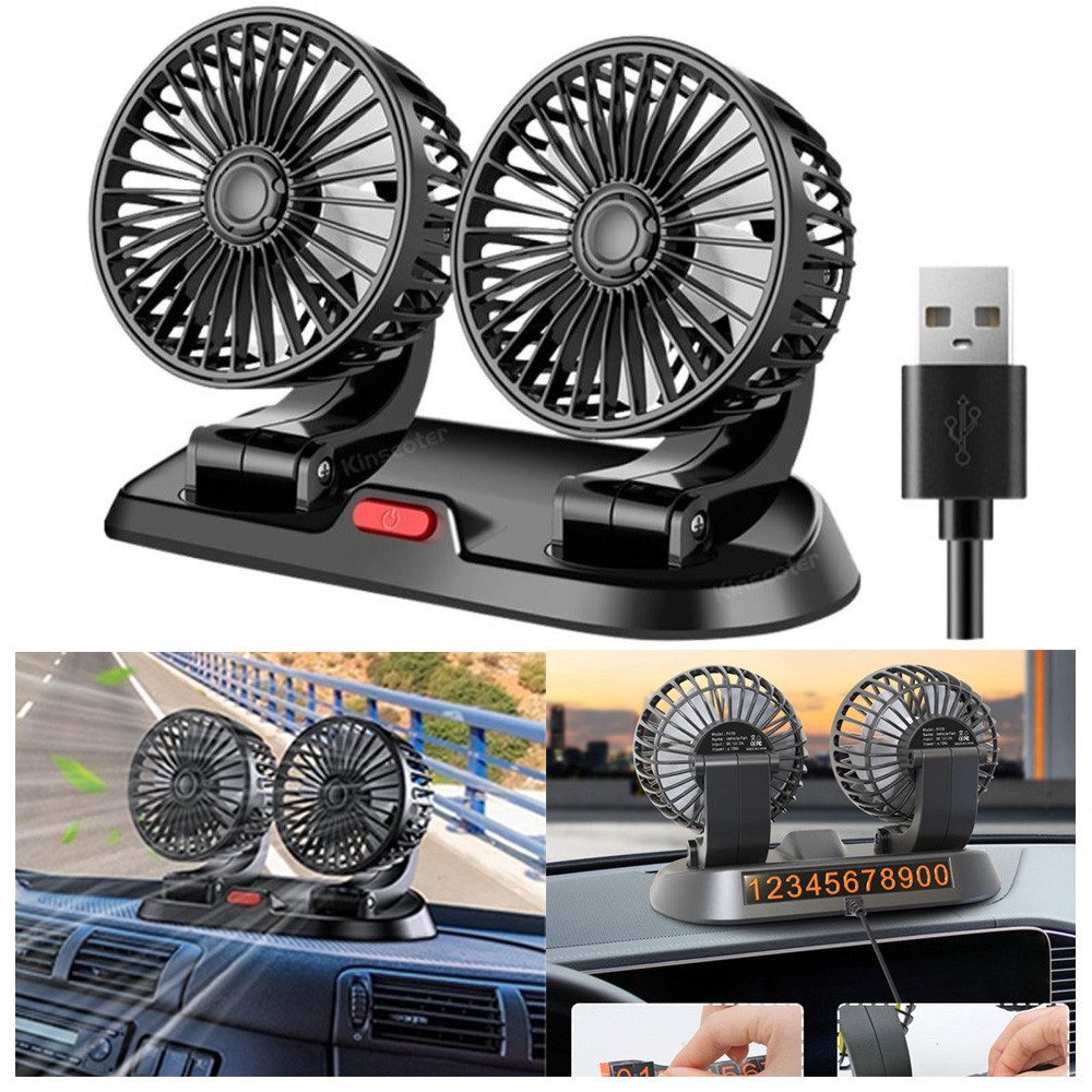 QUBEBU Tischventilator Ventilator Auto Ventilator, Doppelköpfiger günstig online kaufen