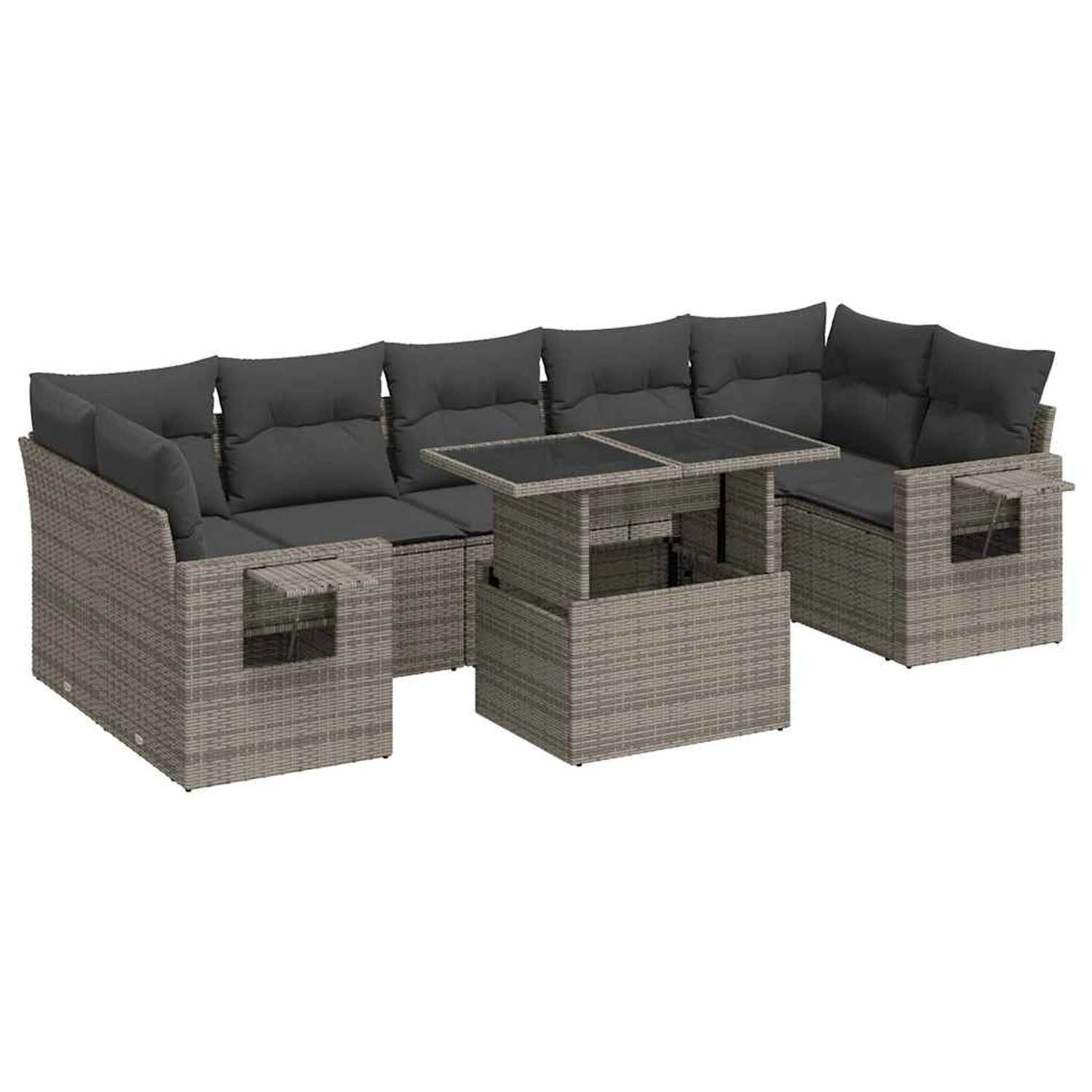 vidaXL 8-Tlg Garten-Sofagarnitur mit Kissen Grau Poly Rattan 3326441 günstig online kaufen