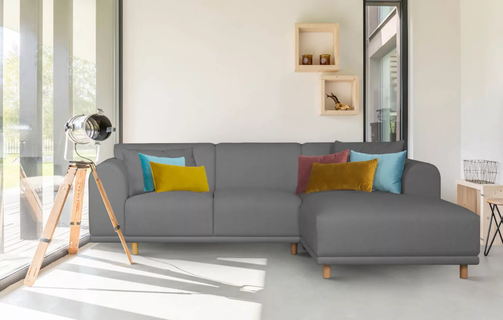 andas Ecksofa "Maroon L-Form", in skandinavischem Design, mit losen Kissen günstig online kaufen