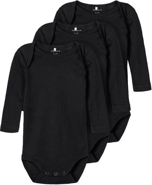 Name It Langarmbody NBNBODY 3P LS SOLID BLACK (Packung, 3-tlg) günstig online kaufen