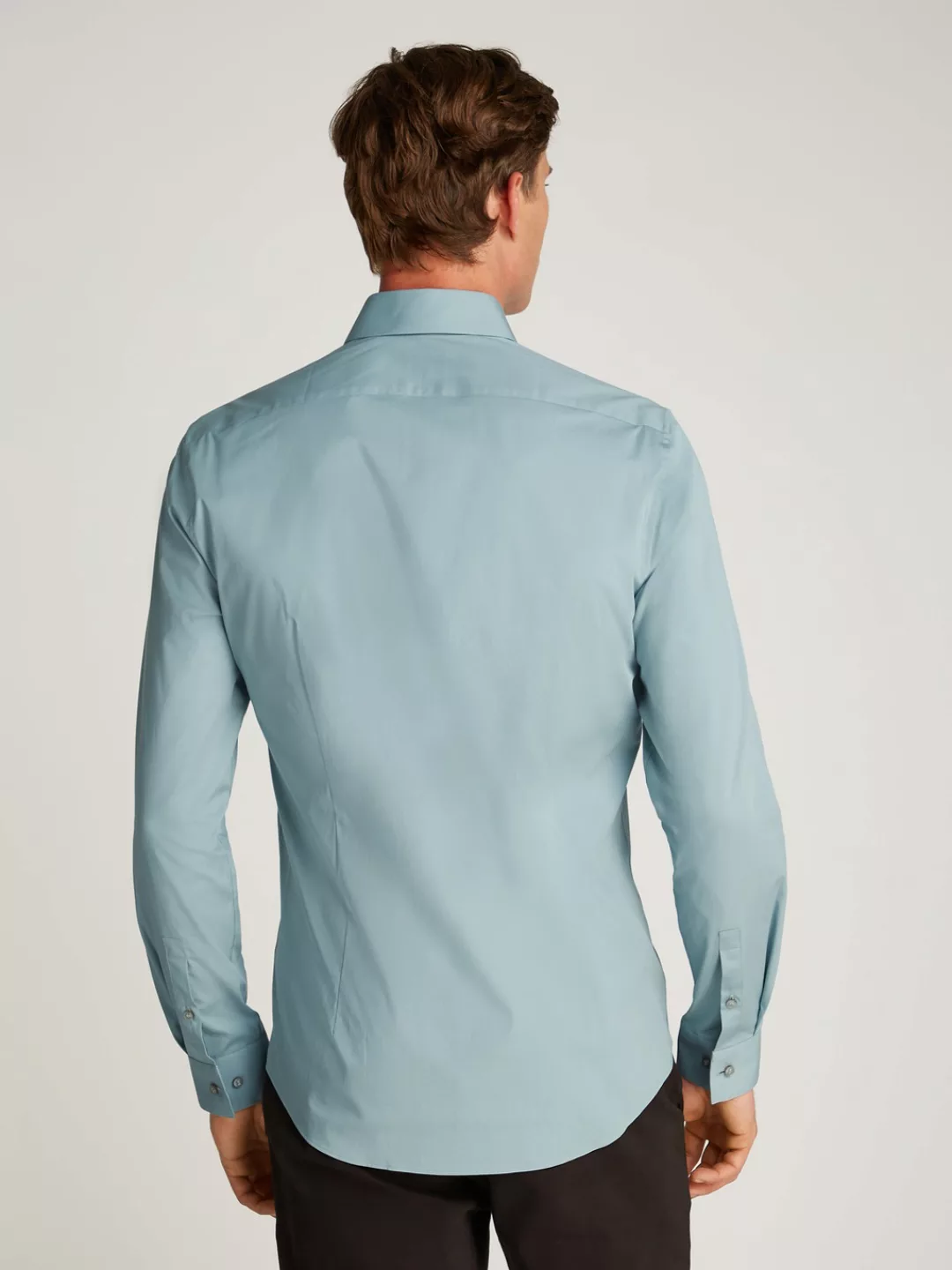 Calvin Klein Businesshemd "POPLIN STRETCH SLIM SHIRT", mit Kentkragen, Logo günstig online kaufen