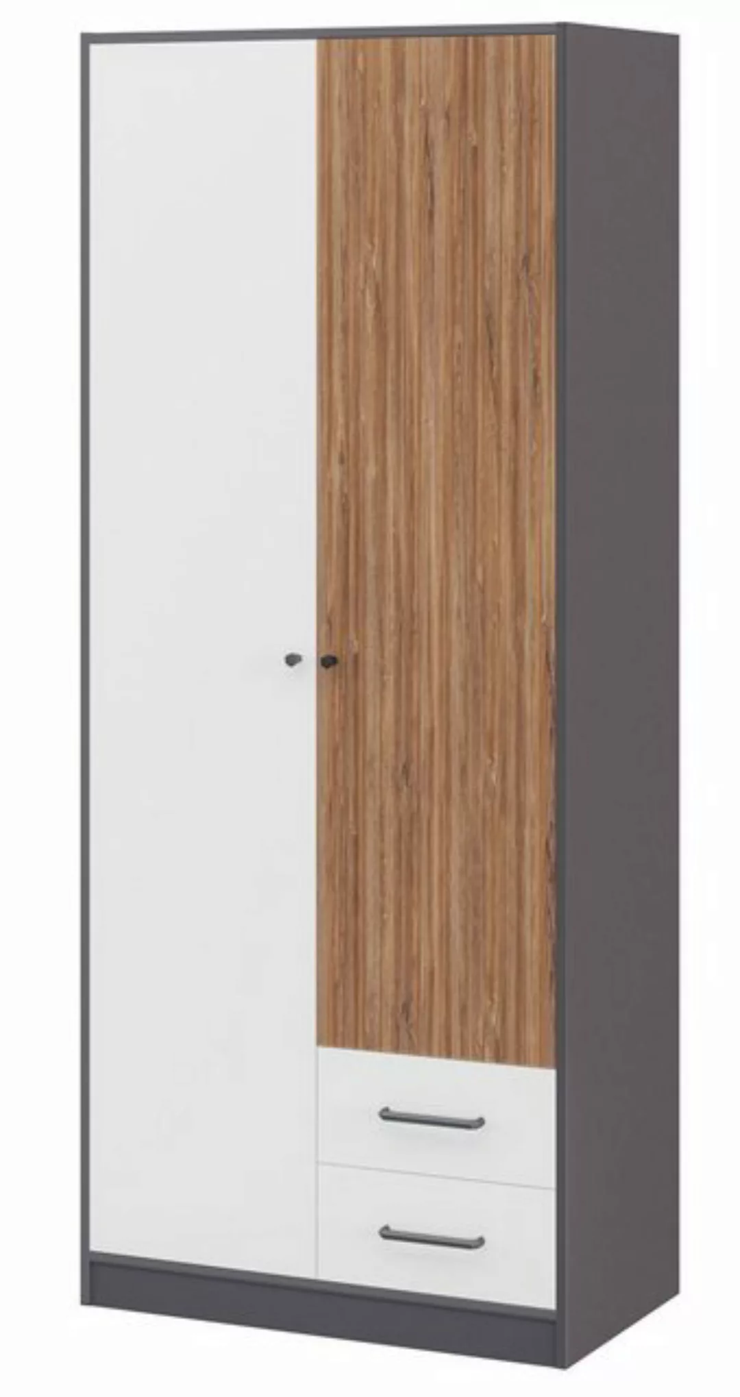 Feldmann-Wohnen Kleiderschrank Varden (1-St) 83x45x200cm graphit weiß Eiche günstig online kaufen