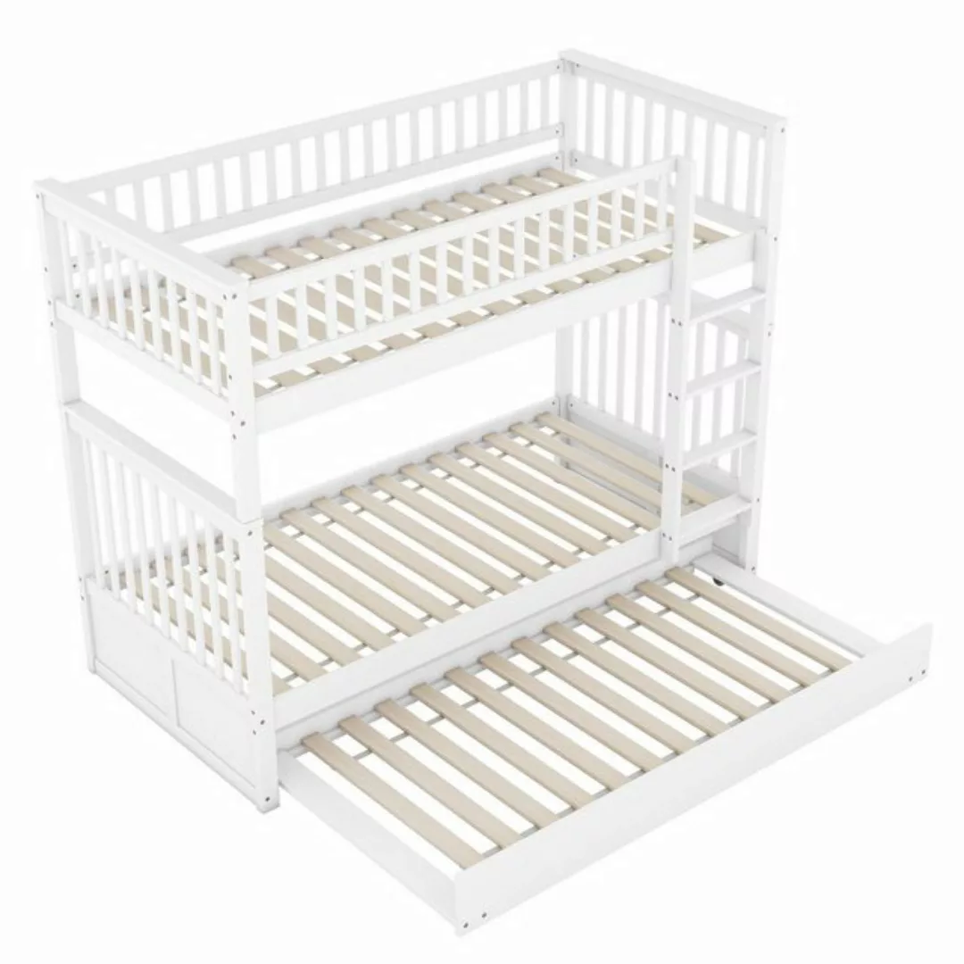 Odikalo Kinderbett Etagenbett Dreierbett Ausziehbar Geländer Treppe 90x200c günstig online kaufen