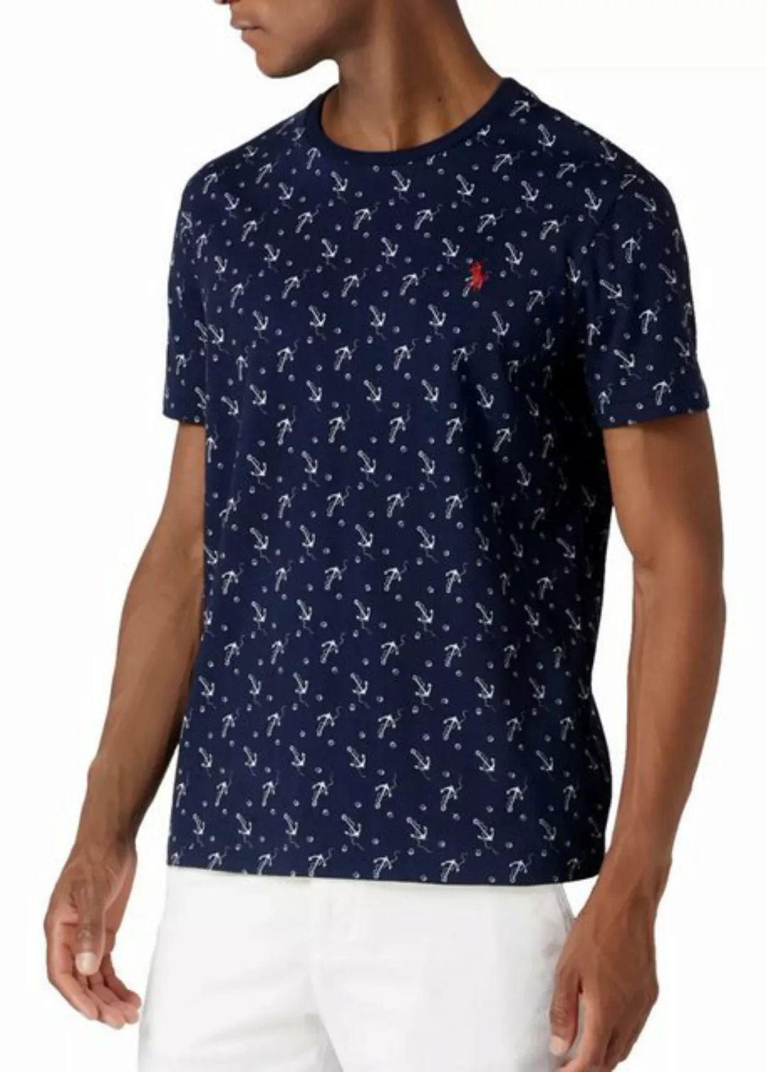 Polo Ralph Lauren T-Shirt mit Allover-Muster Custom Slim Fit Navy Ein integ günstig online kaufen