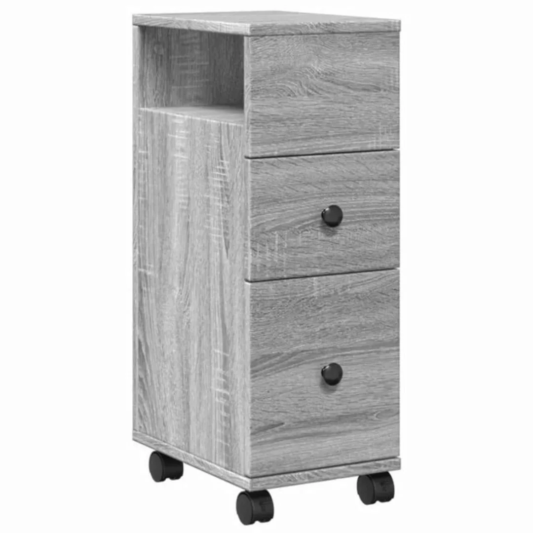 vidaXL Fächerschrank Badschrank Schmal mit Rollen Grau Sonoma Holzwerkstoff günstig online kaufen