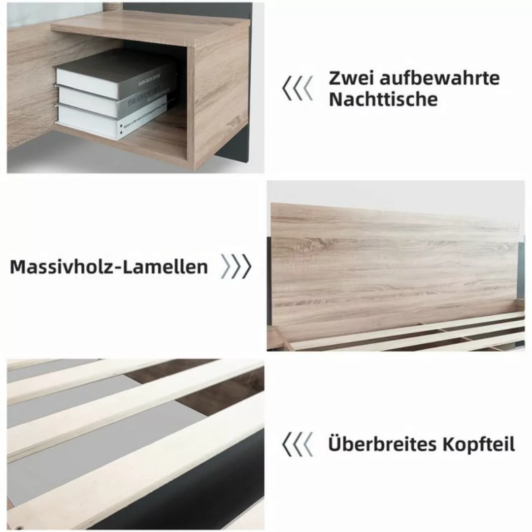 MODFU Massivholzbett Holzbett Doppelbett Stauraumbett mit Lattenrost ohne M günstig online kaufen