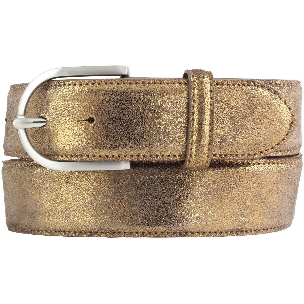 BELTINGER Ledergürtel Damen-Gürtel mit Metall-Optik Echt günstig online kaufen