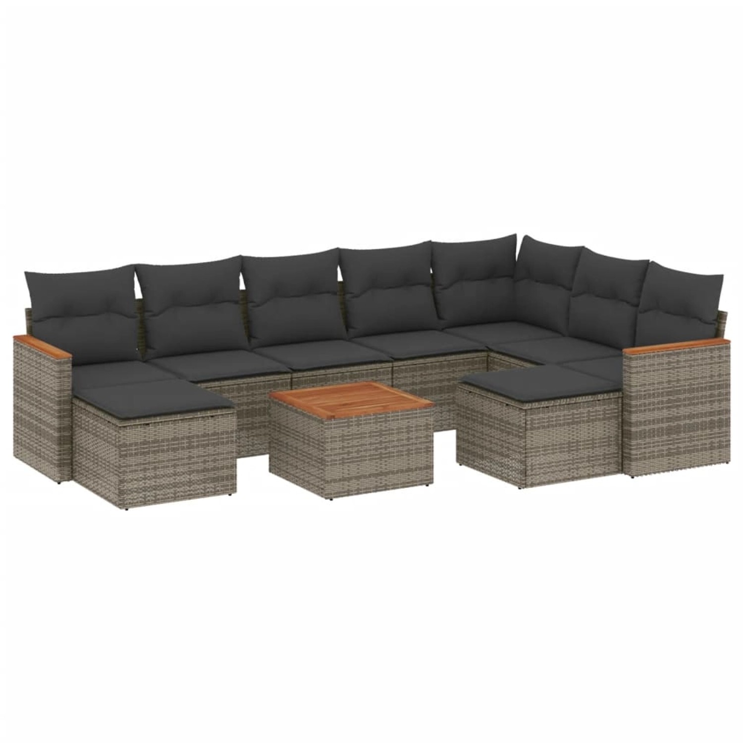 vidaXL 10-Tlg Garten-Sofagarnitur mit Kissen Grau Poly Rattan 3226550 günstig online kaufen