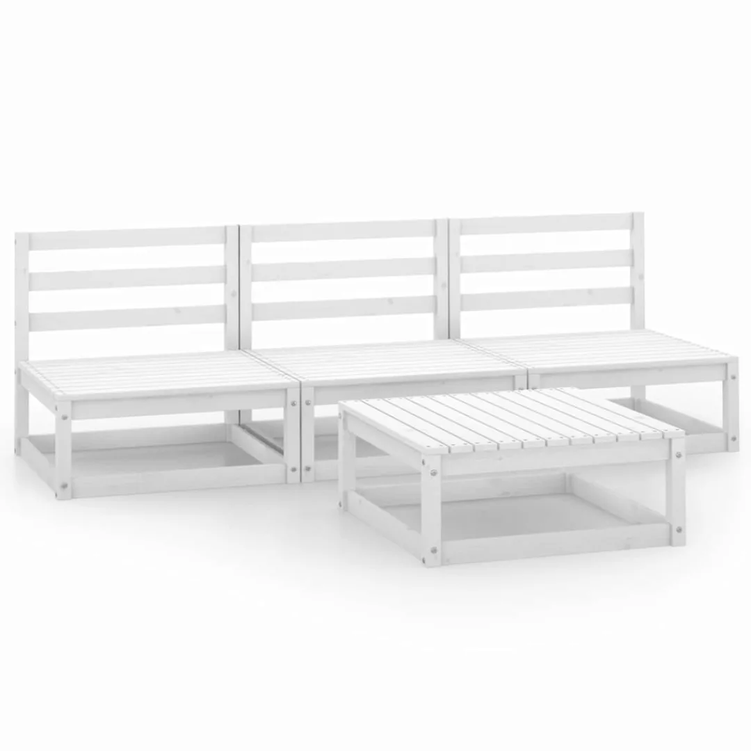 4-tlg. Garten-lounge-set Weiß Kiefer Massivholz günstig online kaufen