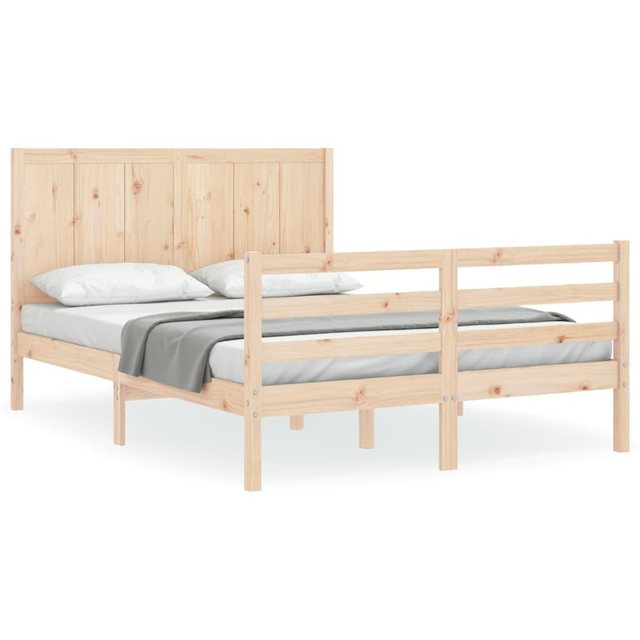 vidaXL Bettgestell Massivholzbett mit Kopfteil 140x190 cm Bett Bettgestell günstig online kaufen