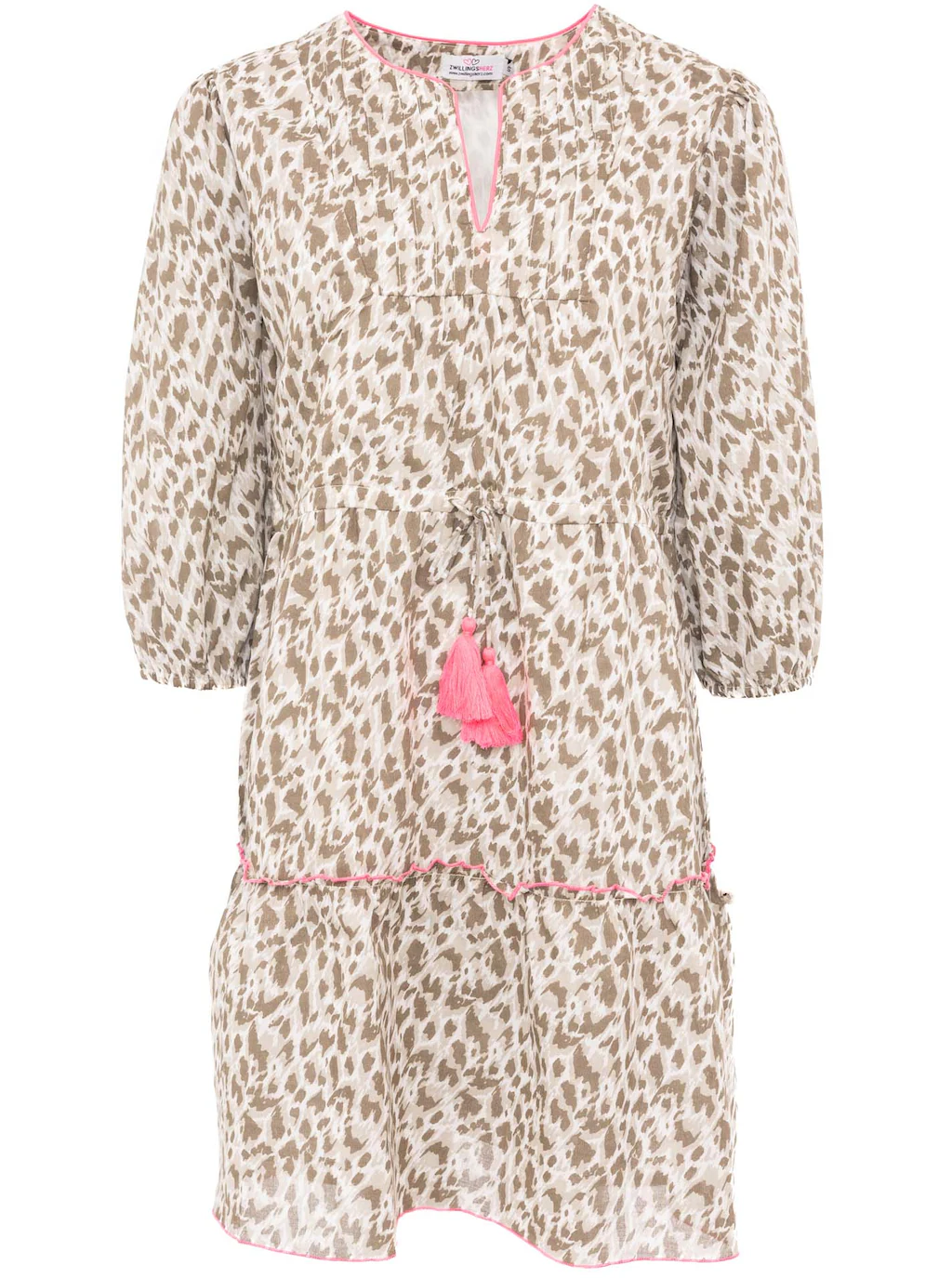 Zwillingsherz Sommerkleid ""Colorful Leopard"", mit Tasseln und kontrastfar günstig online kaufen