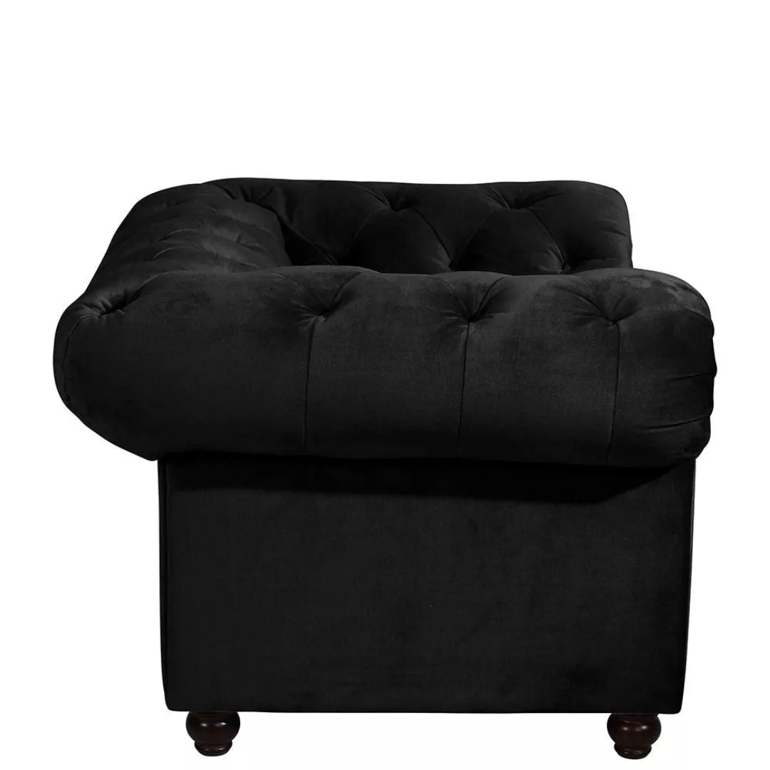 Fernsehsessel Chesterfield Samtvelours Bezug schwarz 135 cm breit günstig online kaufen