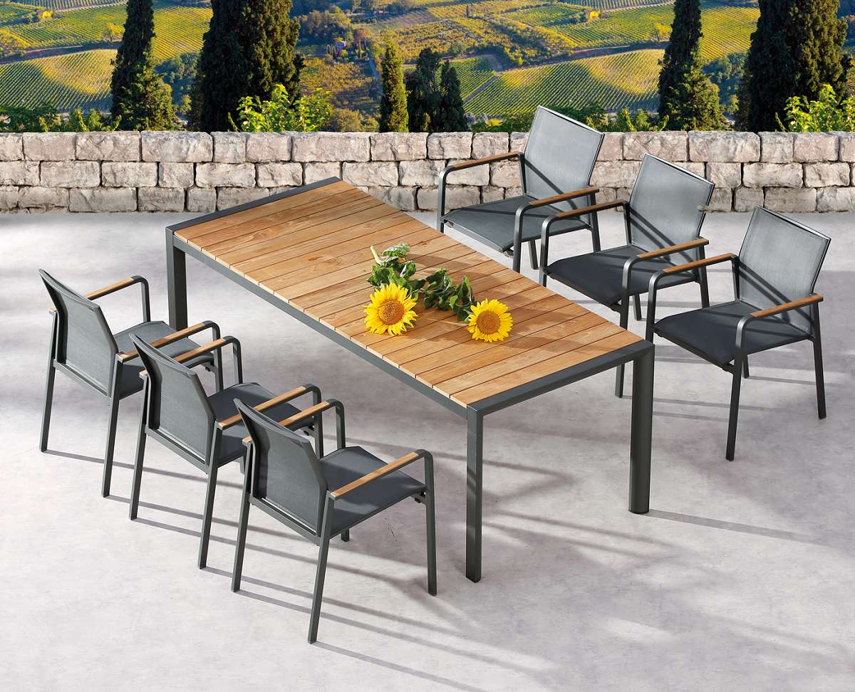 Best Freizeitmöbel Gartentisch Paros Rechteckig Anthrazit 160 cm x 90 cm günstig online kaufen